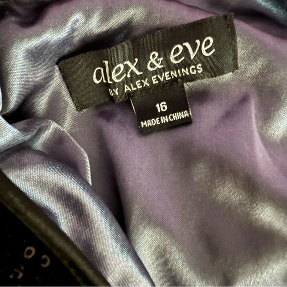 Alex & Eve Sequined Embroidered One-Shoulder Asymmetrical-Hem Sheath Dress Sz 16 - Picture 7 of 10